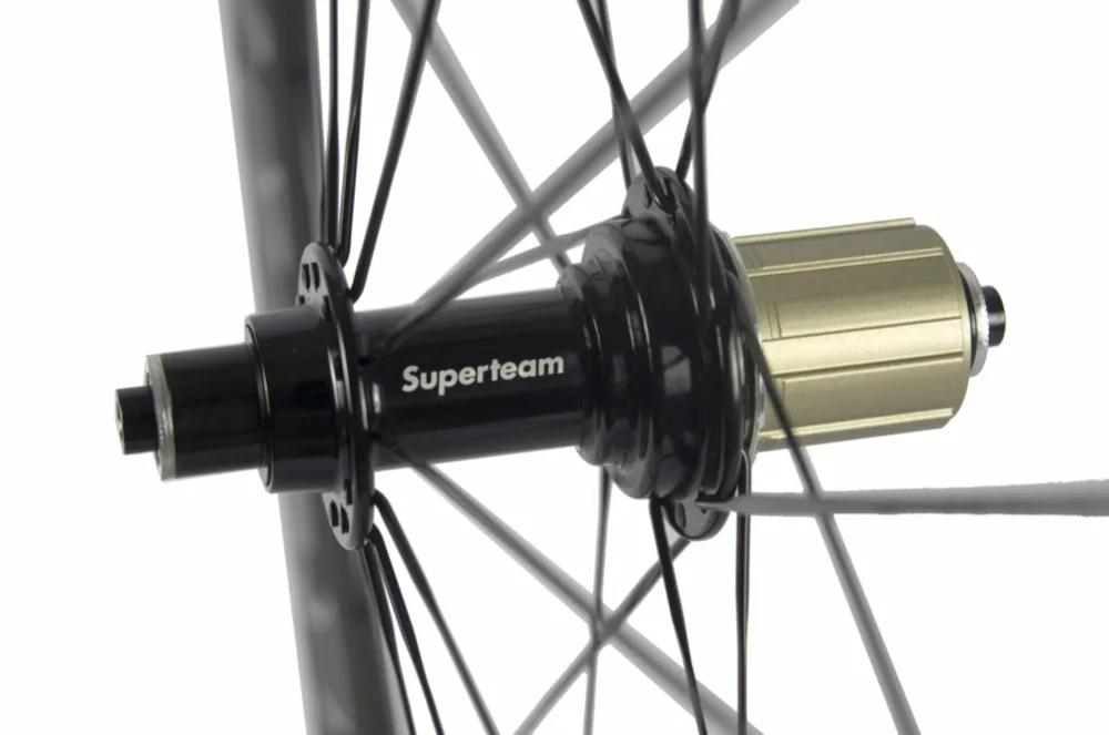 Cheap Front & Rear Carbon Wheelset SUPERTEAM 50mm Carbon Bicycle Wheels Road Bike Wheels R13 Hub Basalt Braking Surface 6