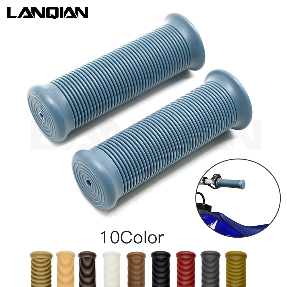 

10 Color Rubber Motorcycle Vintage Rubber Hand Grips Handlebar Bar End Clubman non-slip Handles For Honda Kawasaki Suzuki Yamaha