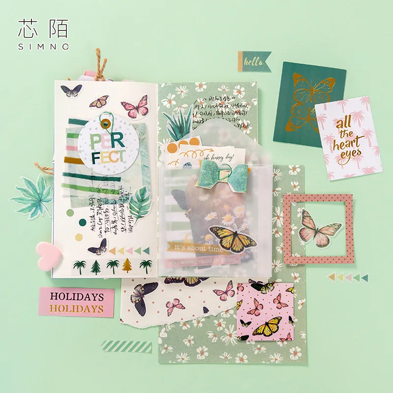 

107pcs/pack Color Handbook material Kawaii Note Paper/card/Sticker/envelope/Metal bookmarks Decoration Sticker DIY Scrapbooking