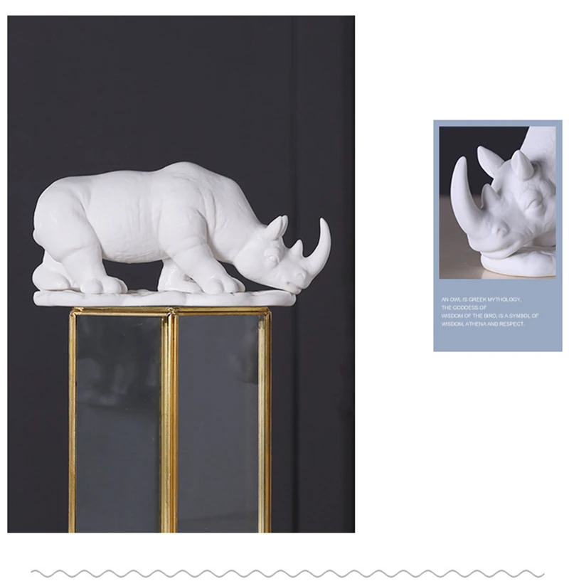 Современный простой слон и Бегемот и носорог белая керамическая статуя творчество украшение для дома с изображением животных Статуэтка Настольный дисплей скульптура 134