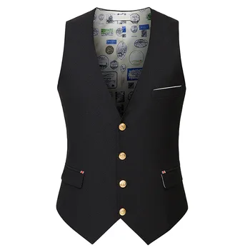 

FOLOBE Black/Navy/Wine Red Vest for Men Slim Fit Men Waistcoat Male Homme Casual Sleeveless Formal Business Suit Vest ZX4