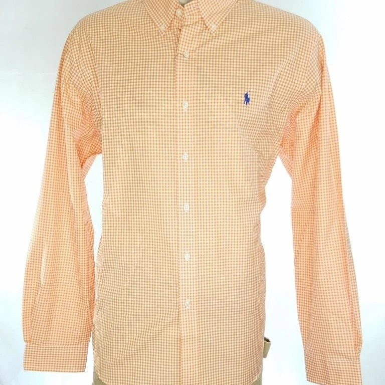 RALPH LAUREN MEN'S ORANGE GINGHAM SPORT SHIRT COTTON SZ XL NWT $90 (2)