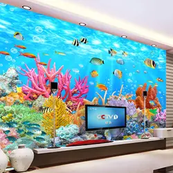 3D стены Бумага пользовательские фото нетканого росписи 3D рыбы коралловых подводный мир настенная живопись Гостиная стены комнаты бумага