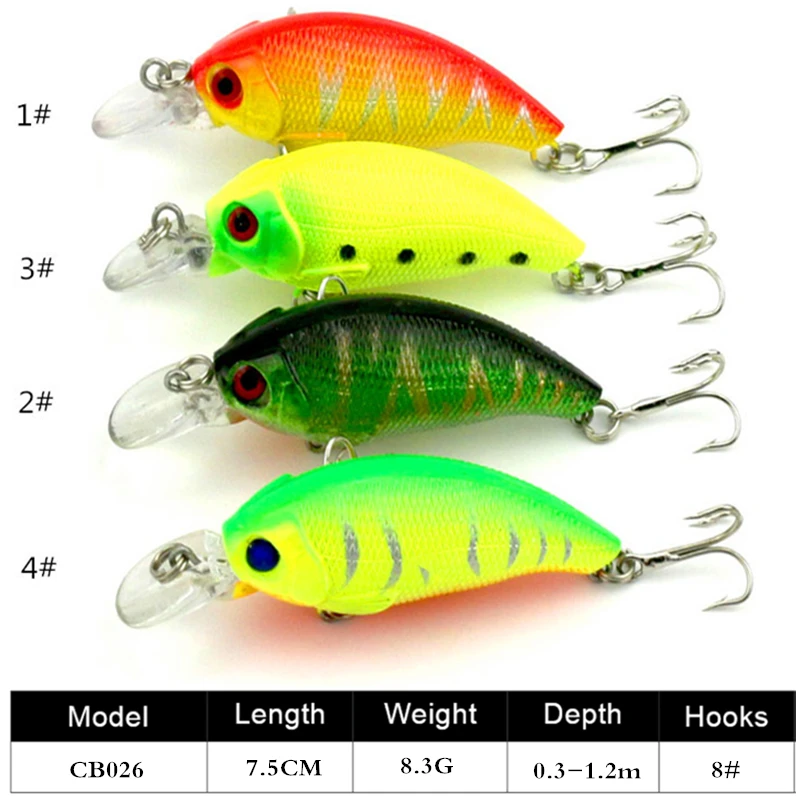 Набор рыболовных приманок ArrowShark 4 шт./лот 7 5 см 8 3 г 0 1 2 м|fishing lure set|hard baitlure set |