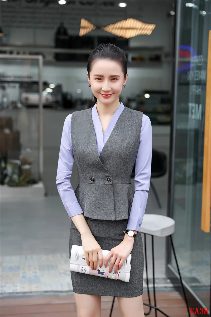 Формальная Мода Черная форма стили жилет пальто деловой женский жилет ...