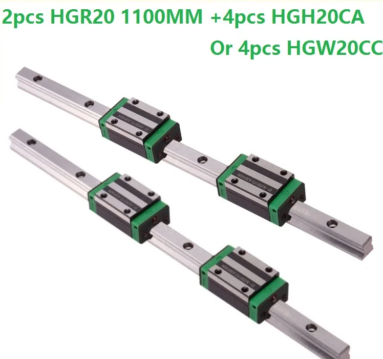 Линейная направляющая HGR20 L 1100 мм 2 шт. + линейный блок HGH20CA 4 шт.|Линейные