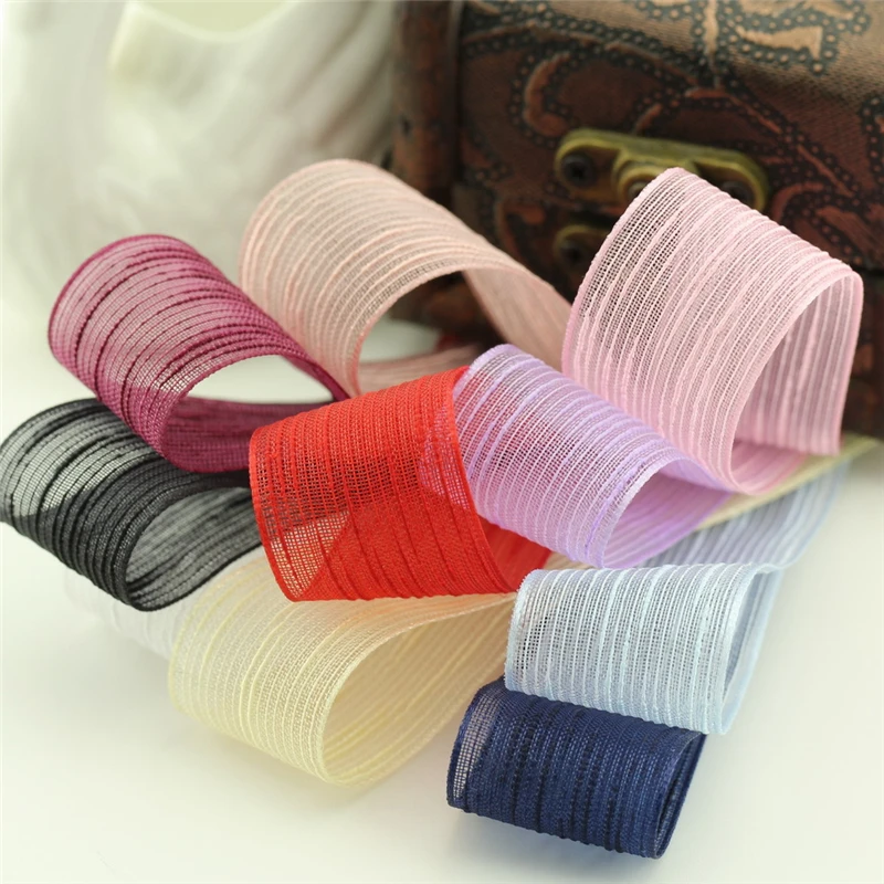5meter/lot 25mm embossed snow yarn transparent ribbon handmade hair accessories clothing packaging new material T-009