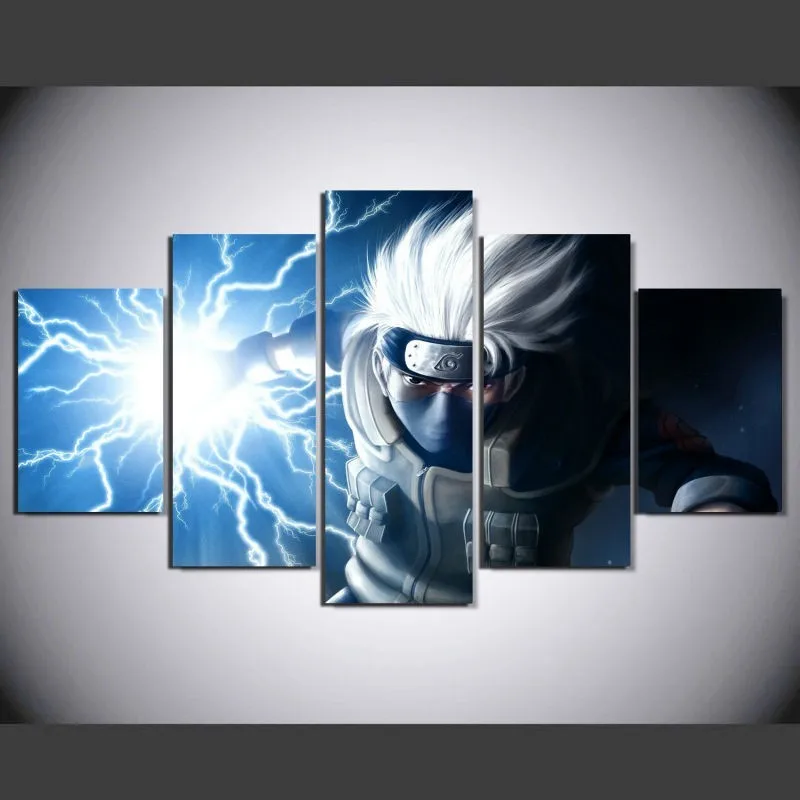 

5 Pieces HD Print Painting Japanese Anime Naruto Hatake Kakashi For Modern Decorative Bedroom Living Room Home Wall Art Decor