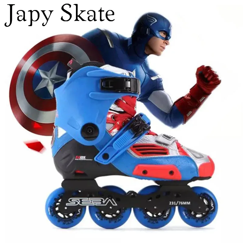 

Japy Skate Original SEBA HIGH Captain America Professional Inline Skates Adult Roller Skating Shoes Slalom Free Sliding Patines