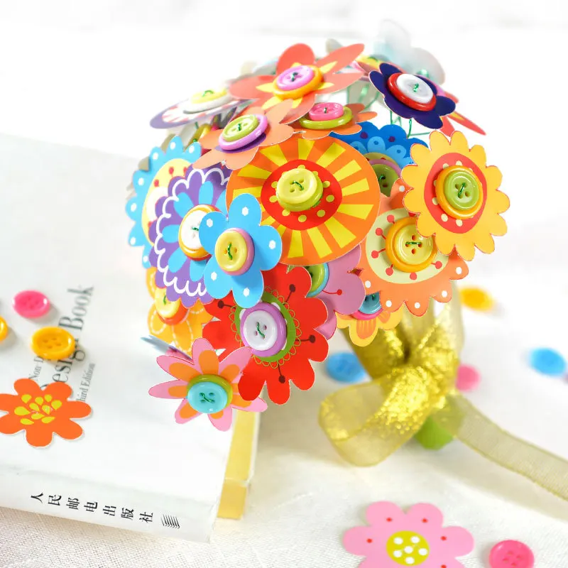 Children/'s Color Diy Button Button Flower Material//Y