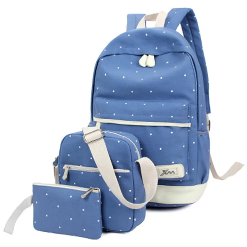 WENYUJH 3 шт./компл. в горошек рюкзак высокое качество холст школьный школьные сумки для девочек рюкзаки Mochila подарок ноутбук с алюминиевым корпусом рюкзаки рюкзаку