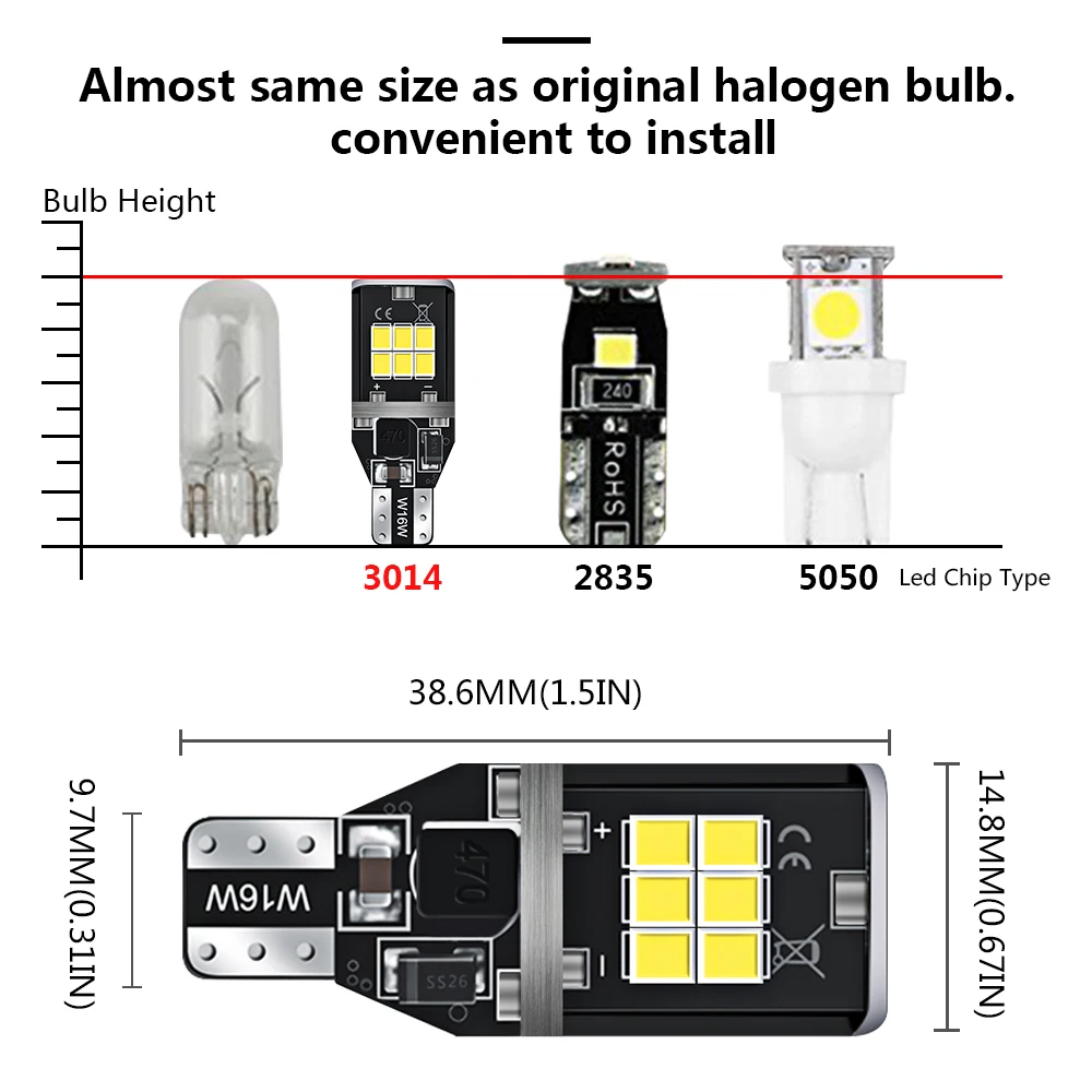 Автомобильные светодиодные лампы W16W 921 912 T15 2835 SMD Canbus OBC без ошибок светодиодный