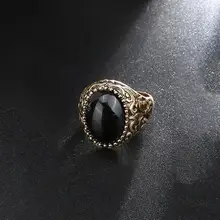 YAKAMOZ Fashion Male Signet Ring Cool Punk Oval Stone Rhinestone Ring Unique Gold Silver Color Jewelry Gifts Wholesale 4 Style