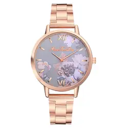 Стиль Элитный бренд часы женские Paslanmaz Saat женские часы цветок циферблат relojes mujer de acero relogios femininos de luxo *