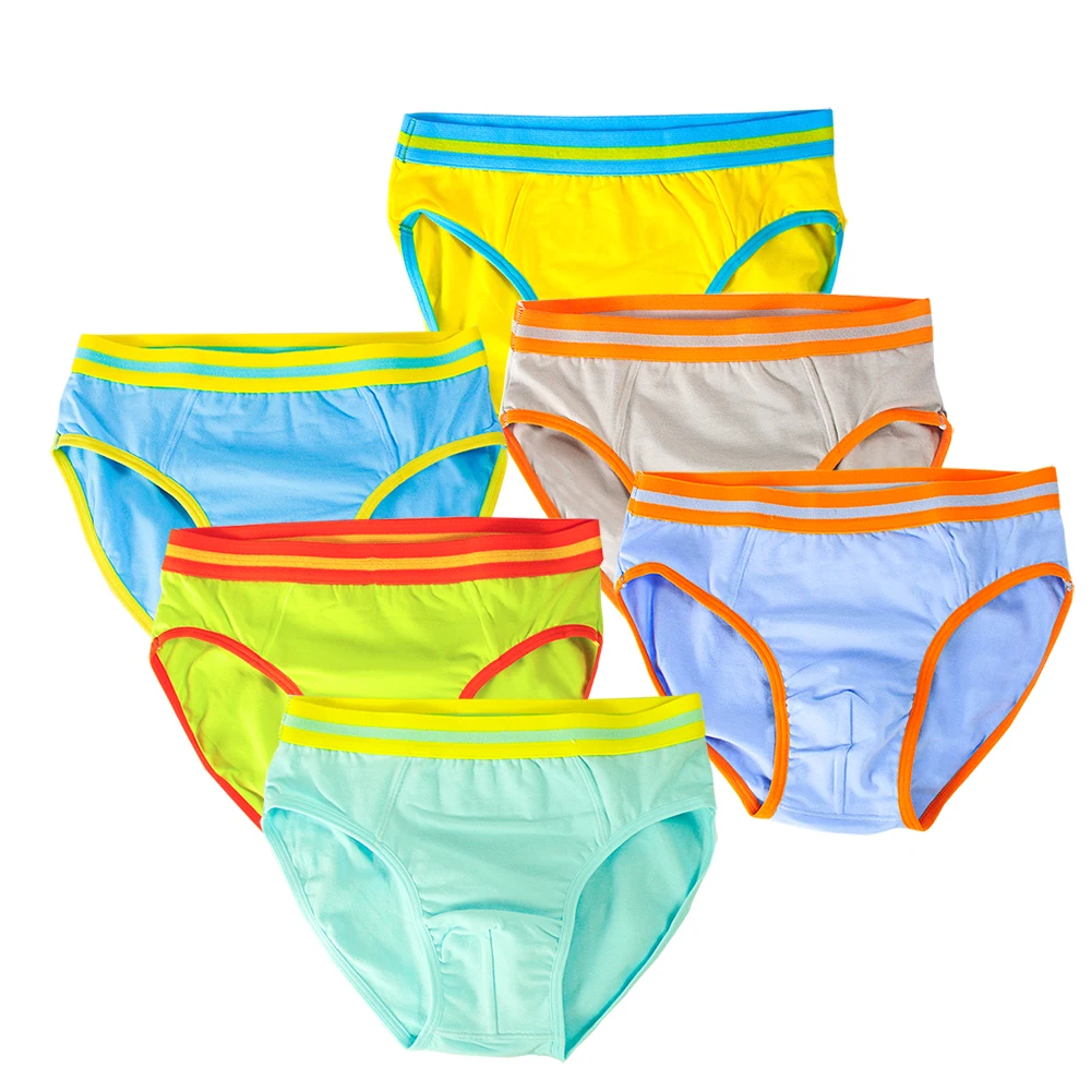 6 Piece Pure Color Kids Boys Briefs for Children Underwear Soft Organic