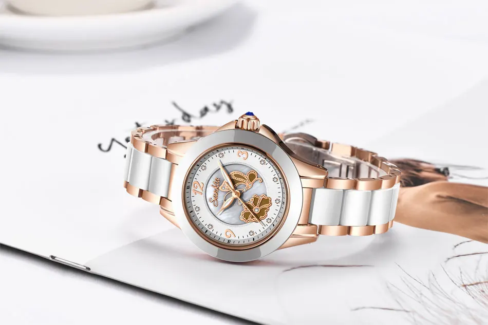 SUNKTA роскошные часы с кристаллами для женщин водонепроницаемые розовое золото стальной ремешок женские наручные часы лучший бренд браслет часы Relogio Feminin