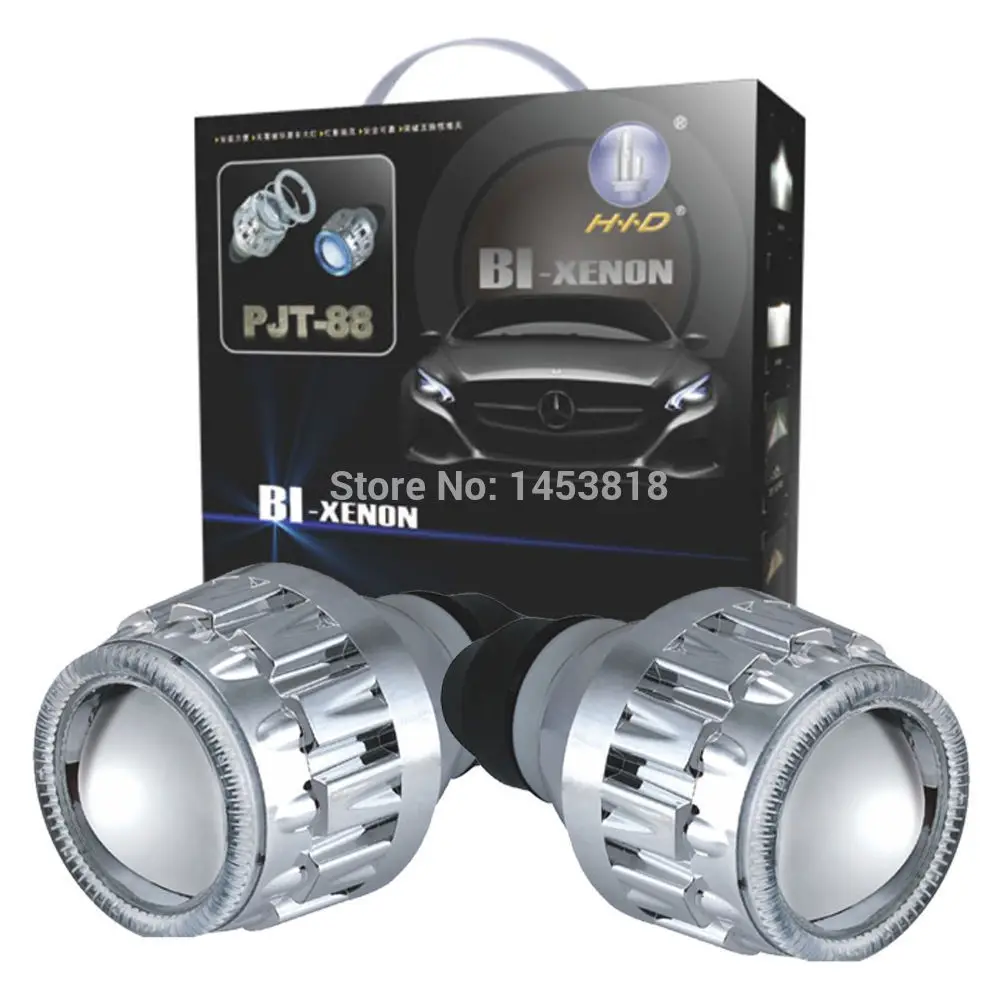 

JGAUT 2.8" Universal G8 Xenon HID Projector Headlight Kit lens H1 H7 H4 H11 9004 9007 9005 9006 White Blue CCFL Angle Eyes Set