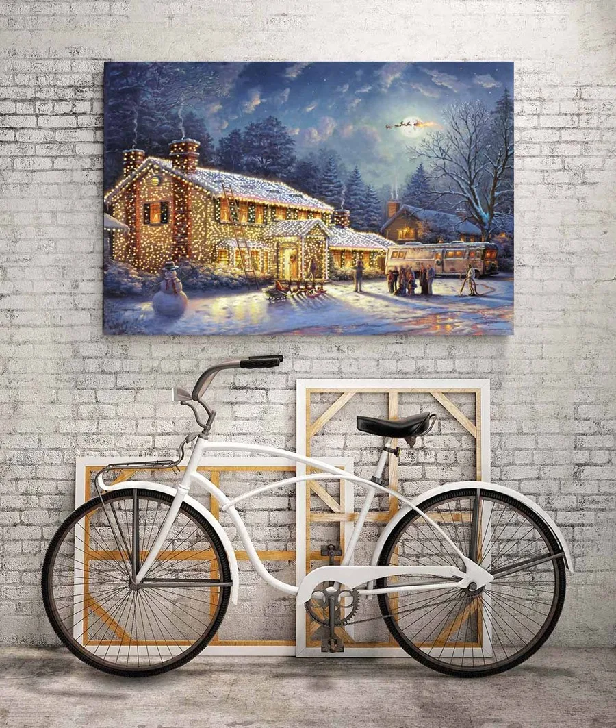 H1395-Thomas-Kinkade-Snow-Christmas-House-Scenery-HD-Canvas-Print-Home-decoration-Living-Room-bedroom-Wall (1)