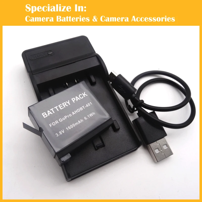 

Eeyrnduy li-polymer battery 1x battery charger set for Go Pro Hero 4 AHDBT-401 gopro hero4