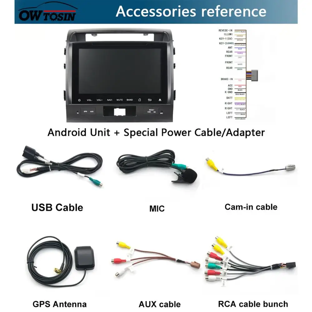 Excellent 9" IPS 8 Core 4G RAM+64G ROM Android 9.0 Car DVD Radio GPS For Toyota Land Cruiser LC200 2007-2015 DSP CarPlay Parrot BT Stereo 5