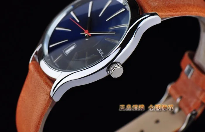 Мужские часы с автоматической датой, японские кварцевые часы, изысканные модные часы, кожаный браслет, деловые часы для мальчика, подарок на день рождения, Julius 632