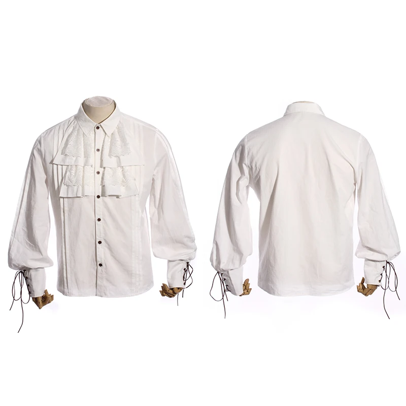 Стимпанк для мужчин рубашки домашние муж. Готический викторианский черный/белый рубашка с большими рукавами Панк Винтаж одноцветное цвет