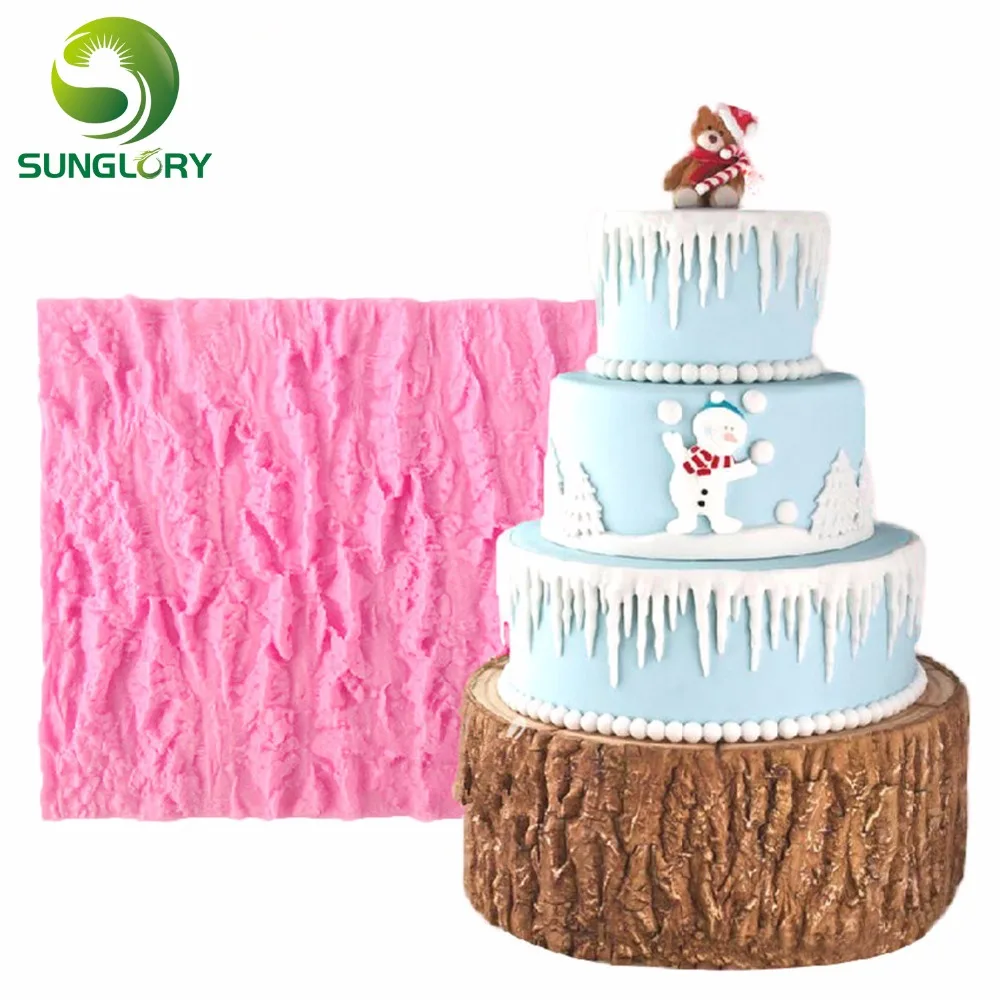 Помадка Sugarcraft Торт дерево коры Текстура силиконовая форма DIY морщины мат в