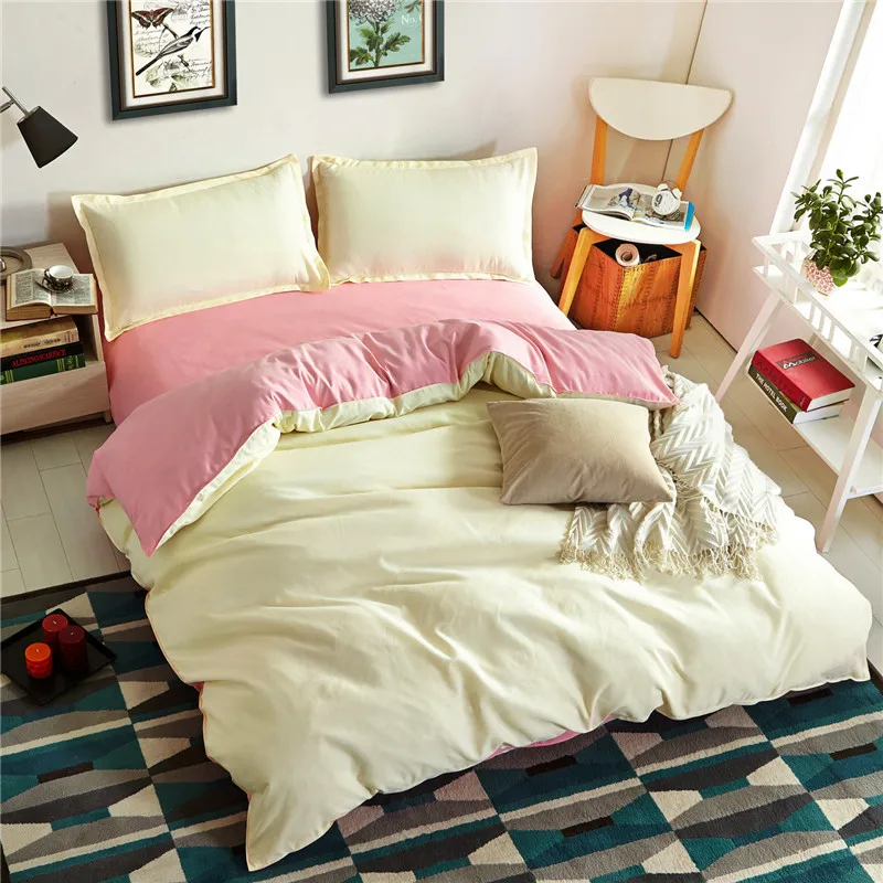 Bedding set 4 Size Sanding Solid color bed linen 4pcs/set duvet cover set Simple Style bed sheet AB side duvet cover Pillowcase