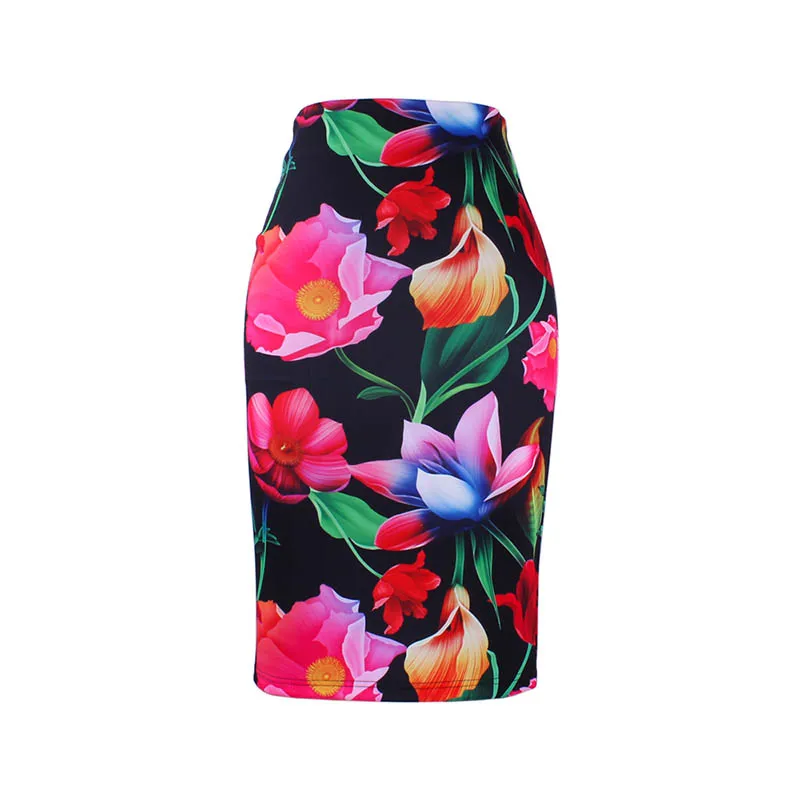 Модные женские юбки-карандаш в западном стиле с принтом красных цветов в полоску, S-4XL, модные женские Облегающие юбки для девочек - Цвет: WWP0021