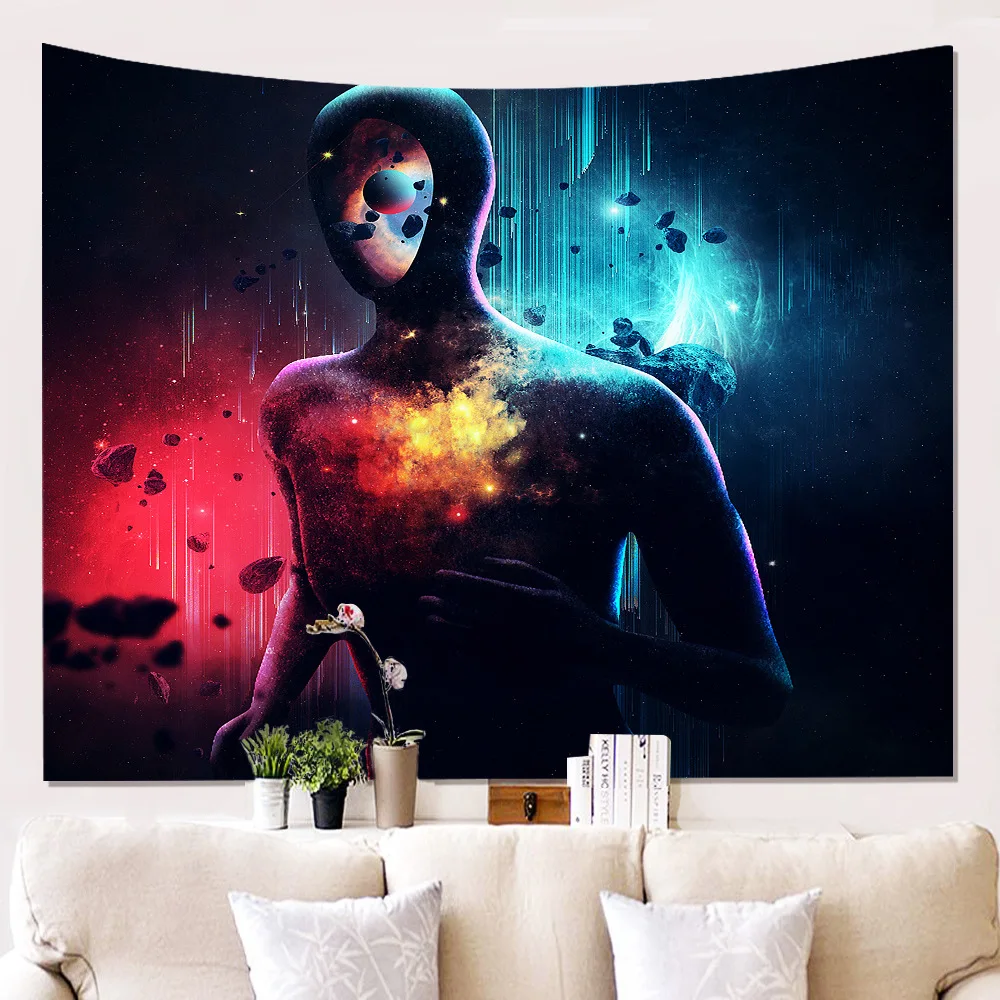 F Creative 3D Science Fiction Wall Tapestry Home Custom Spiritual Hanging Cloth Background Tapestries Decorative Blankets | Дом и сад