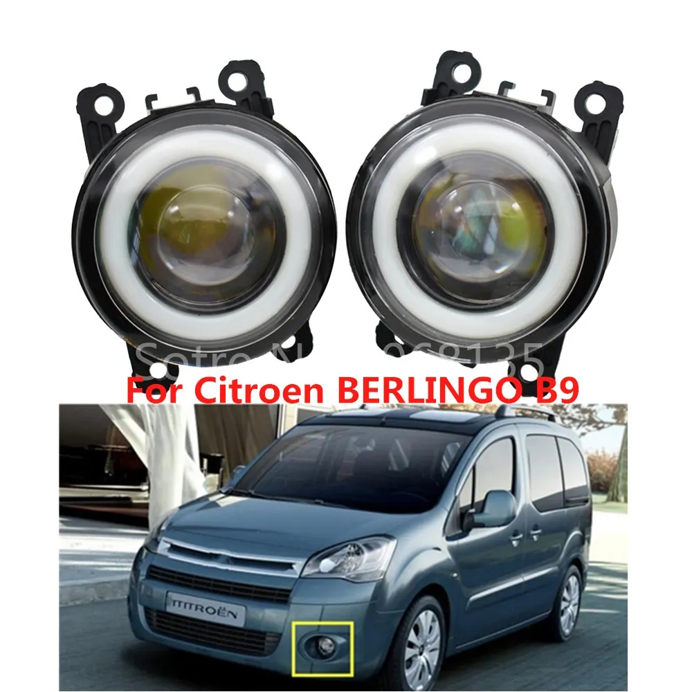 

2pcs/lot New Car Accessories 90mm Angel eye + LED Fog Lamps light For Citroen Berlingo Box B9 2012-2015