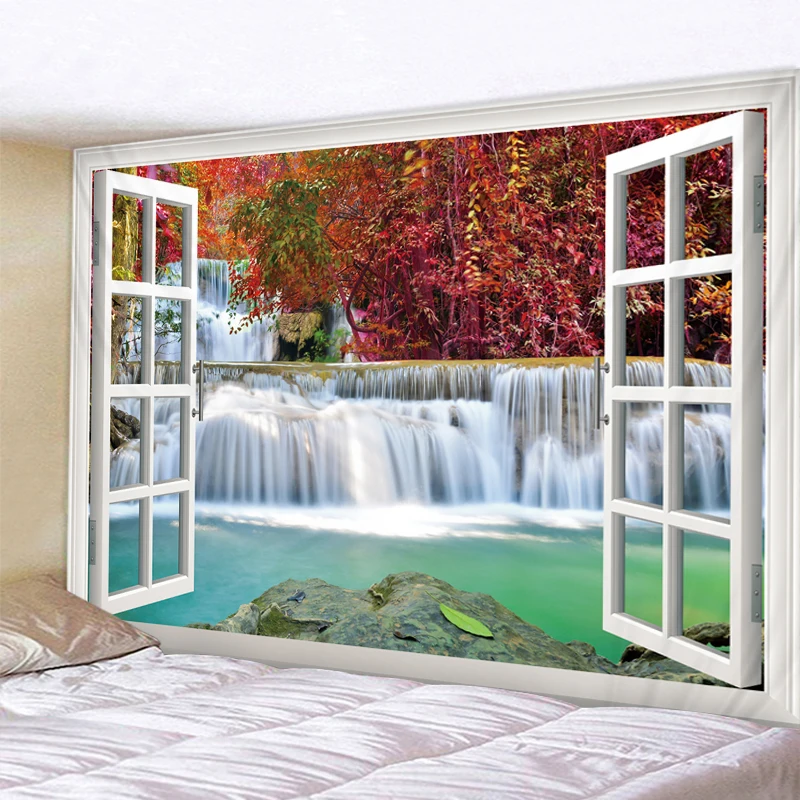 

Colorful Forest Waterfall Printed Large Wall Tapestry Cheap Hippie Wall Hanging Bohemian Wall Tapestries Mandala Wall Art Decor