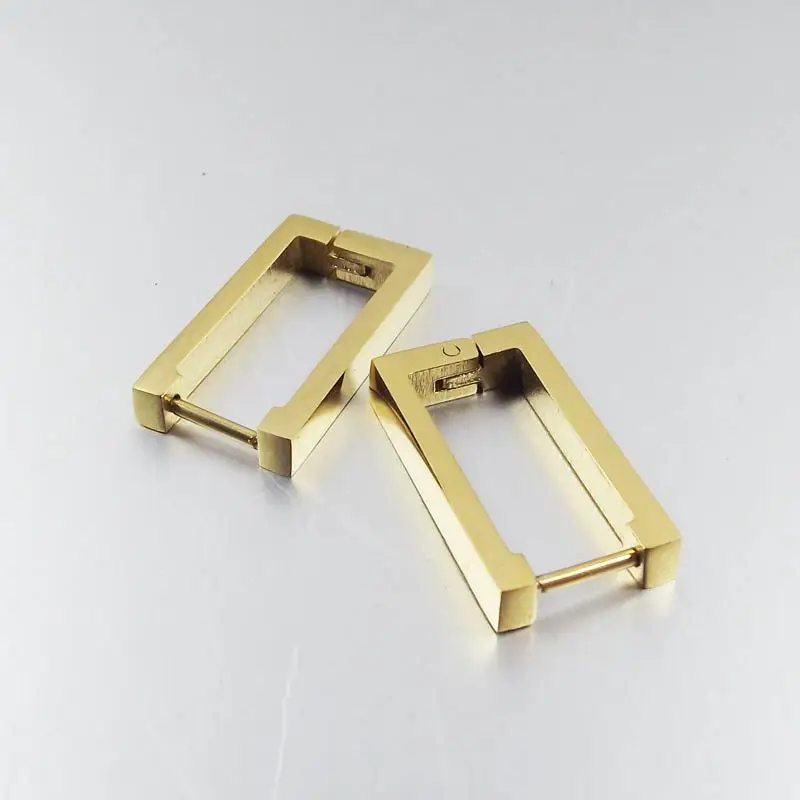1 пара, розовое золото 316L, нержавеющая сталь, Геометрические Квадратные серьги-кольца, корейские милые панковские элегантные ювелирные изделия - Окраска металла: Gold