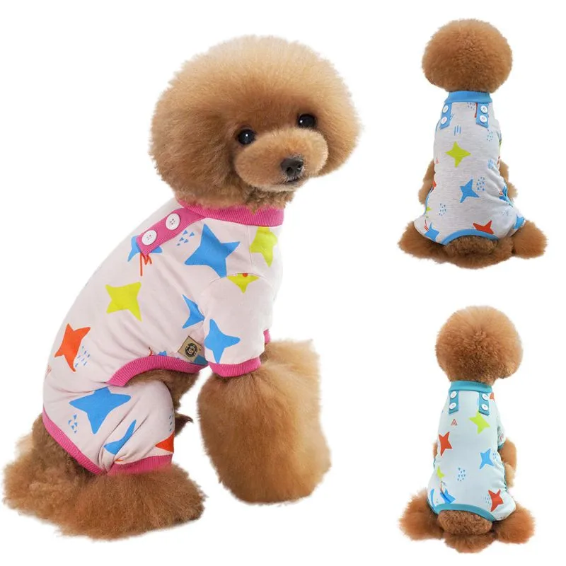 Soft Cozy Stars Printing Dogs Pajamas Pet Dog Clothes Spring Summer Fresh Jumpsuit Drop Shipping | Дом и сад