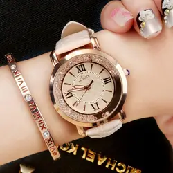 Часы для женщин модные женские часы кожаный браслет со стразами для женщин часы платье женские кварцевые часы Montre Femme Reloj Mujer