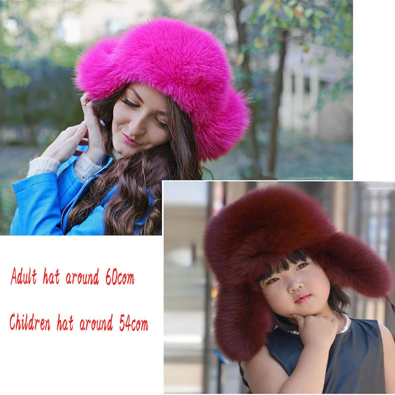 Gegefur Genuine Fox Fur Knitted Women Winter Cap Princess Hat