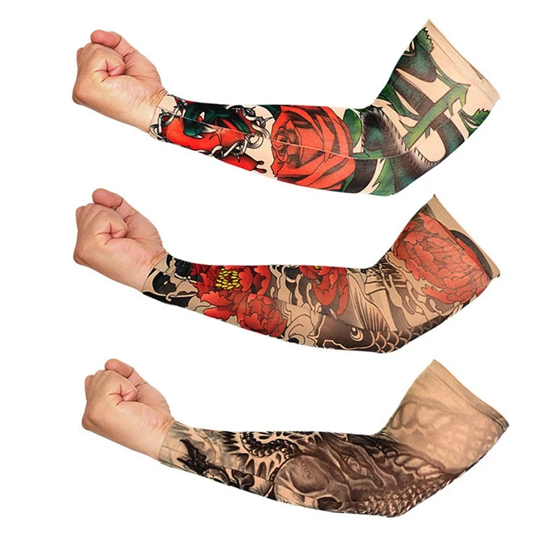 1PC Cycling Sports Tattoo Sleeves Cool Arm Sleeves Cycling Running Arm Warmer Sport Elastic Oversleeve Arm Warmers