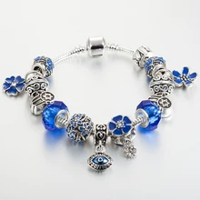 Annapaer 2019 hamsa mão charme pulseira prata cor mal olho pingente pulseiras & diy pulseiras para feminino presente dropshipping b16196