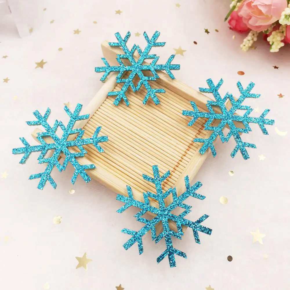 16 шт. 42 мм фетровая ткань с блестками Bepowder снежинки нашивки аппликации рождественские украшения для самодельного изготовления принадлежности E14 - Цвет: Blue