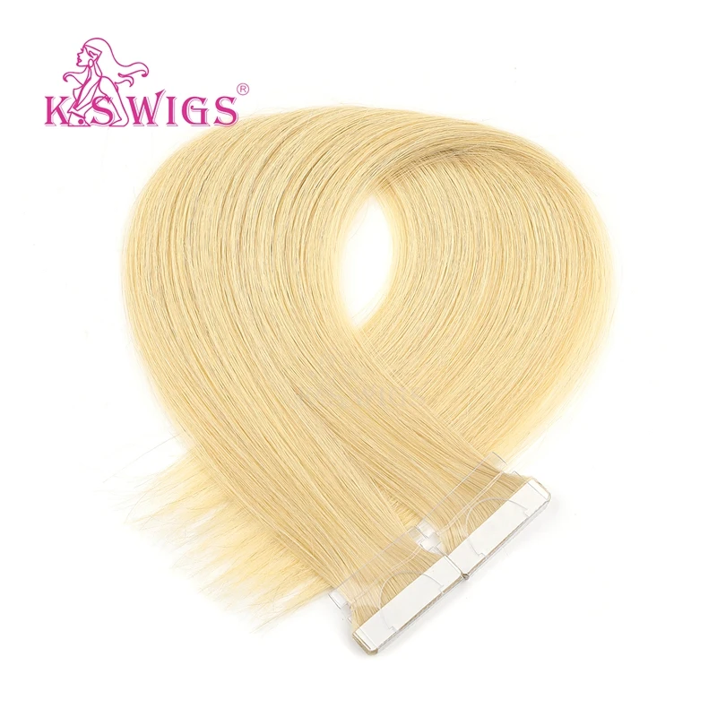K.S WIGS 16'' 20'' 24'' Straight Hand Tied Tape In Remy Hair Extensions Double Drawn PU Skin Weft Human Hair 80pcs