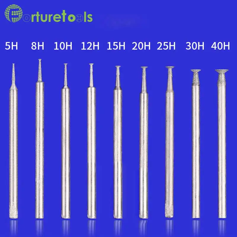 50pcs diamond mounted point dremel rotary tool mounted wheels Head dia 0.5~16mm Shank dia 2.35&3mm head type H TZ48