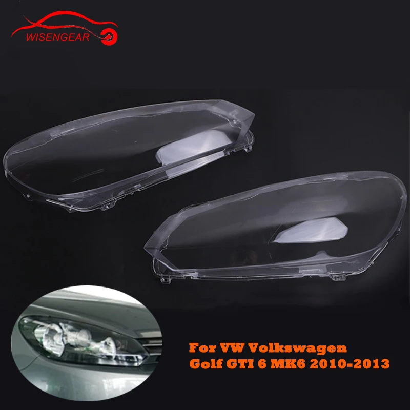 WISENGEAR Left Right Car Clear Lens Headlight Headlamp Shell Dust Cover For VW Volkswagen Golf
