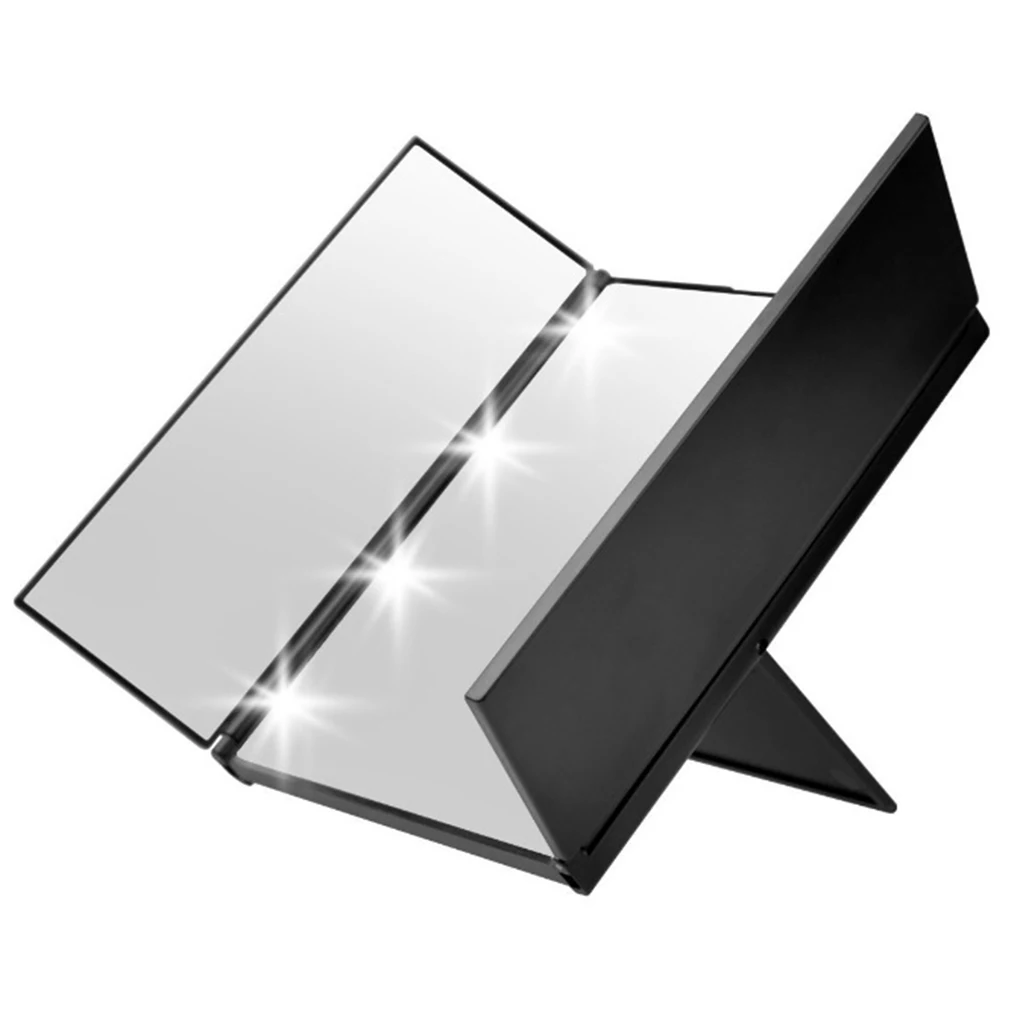 

Hot Sale 1PC Portable Travel Compact Pocket Mirrors Tri-Fold Makeup Mirror Foldable Cosmetic Mirrors With LED Lights