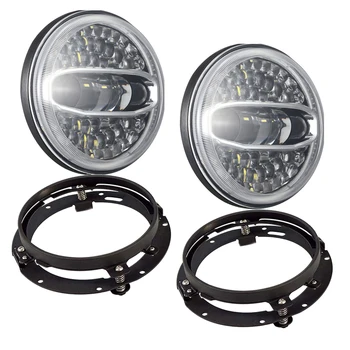 

Yait 2pcs Car Accessories Led 7 Inch Headlight For Jeep Wrangler JK 7" White Blue Halo Headlights For Hummer Lada 4x4 Urban Niva