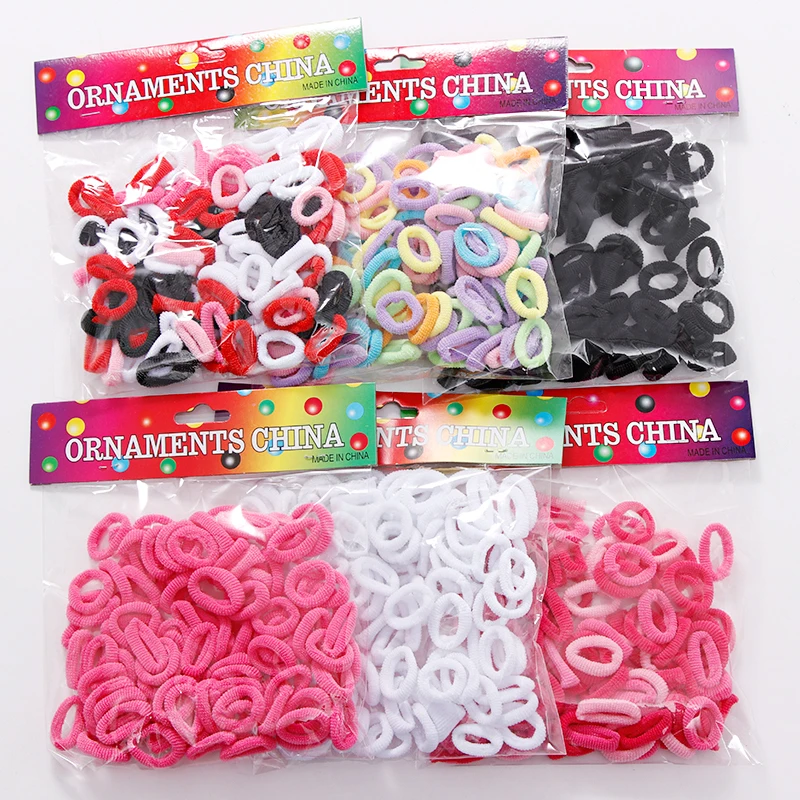

100pcs Wholesale Girls 1.5cm Colorful Small Ring Elastic Hair Bands Ponytail Holder Rubber Bands Scrunchie Kids Hair Accessories