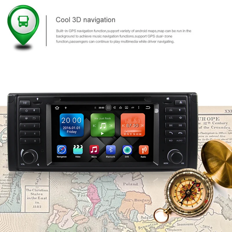 Flash Deal Newest Android 8.0 Octa Core 4G RAM 64G ROM GPS Navigation 7 " Car DVD Player for BMW E39 5er/M5 96-03 with Radio/Bluetooth/RDS 13