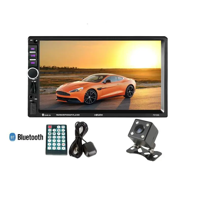 

2 Din Car Multimedia Player+GPS Navigation+Camera 7in HD Touch Screen Bluetooth Autoradio MP3 MP5 Video Stereo Radio