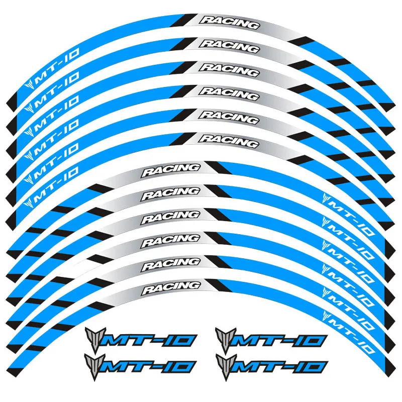 Новый 12 шт. Fit колеса мотоцикла Стикеры в полоску светоотражающие наклейки обода для yamaha MT-10