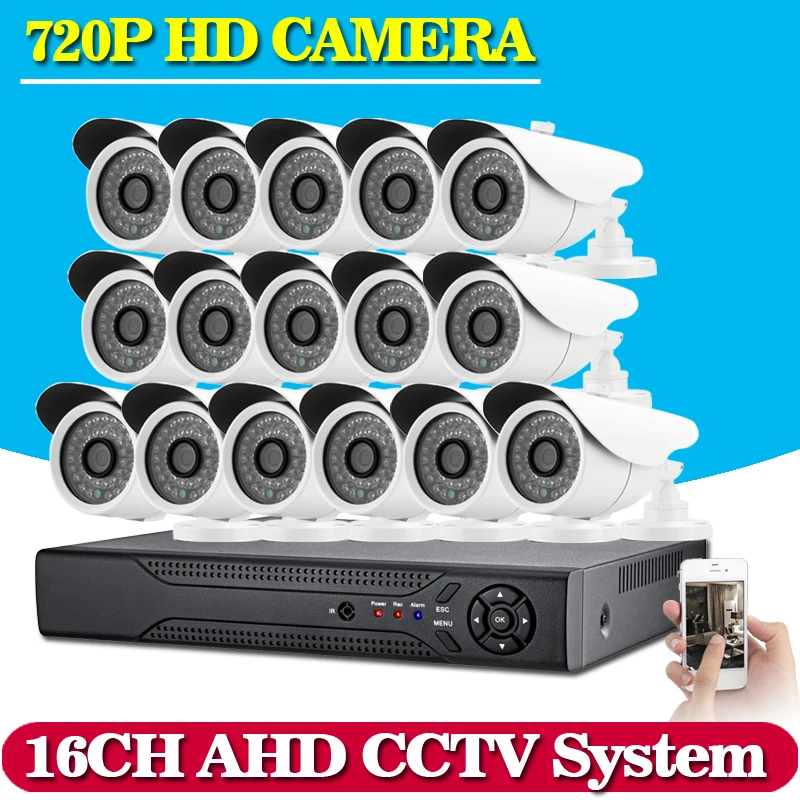 CANDY HD 16CH CCTV System AHD NH DVR Recorder 16pcs 2000TVL 720P Video CCTV Camera Security