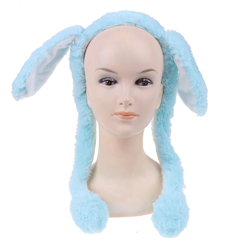 Cute Rabbit Ear Hat Headband Can Move Cute Cap Plush Gift Moving Hat Dance Toy - Цвет: Синий